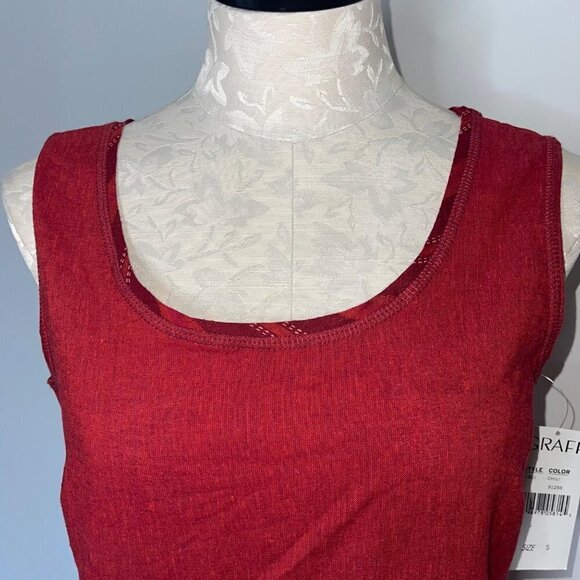 New Graff Vintage Maxi Dress Size Small Red Linen Blend Embroidered Fringe Hem - Picture 10 of 13